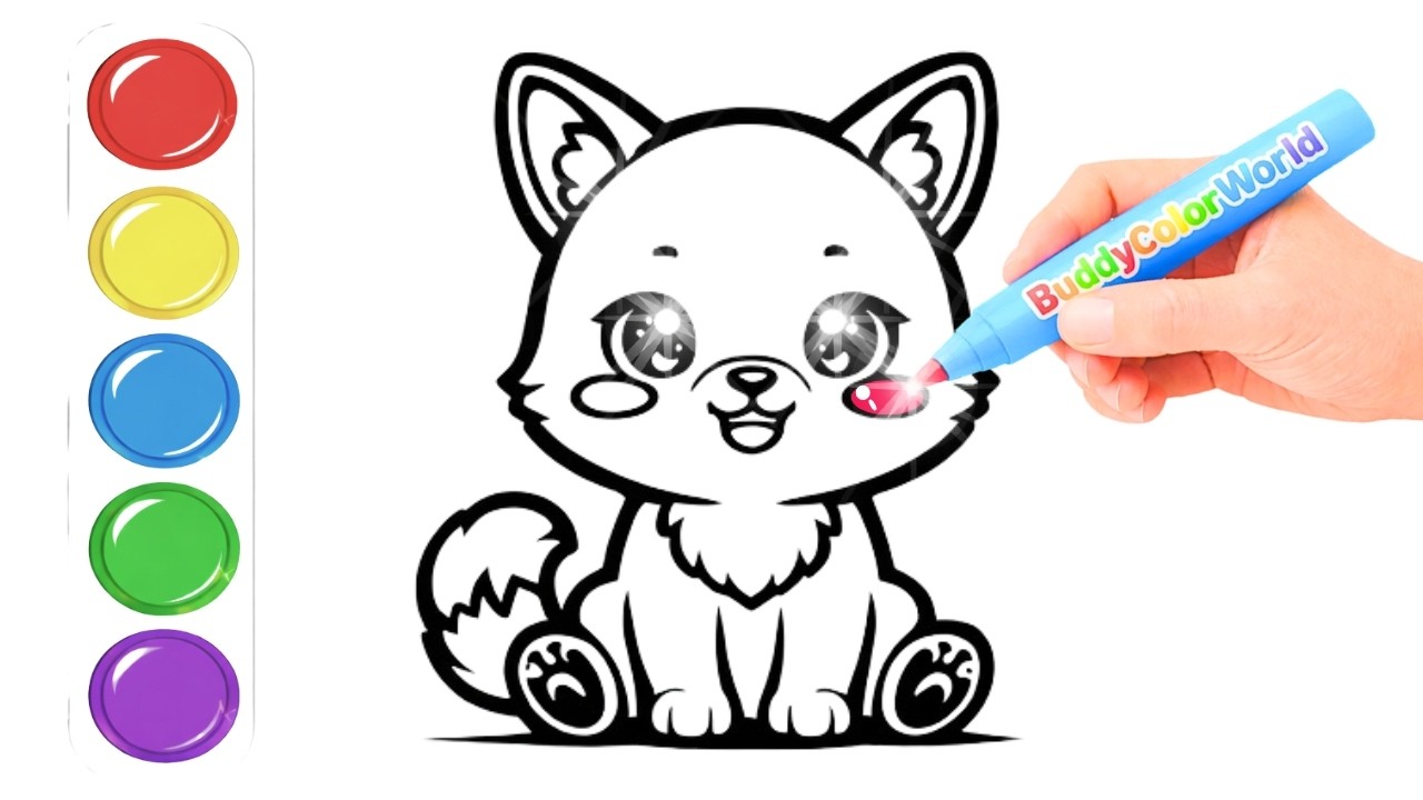 How to Color a Cute Cat 🐱 | Coloring for Kids