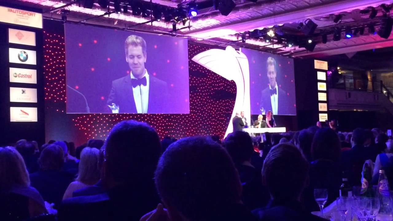 Sebastian Vettel swearing at the Autosports Awards 2013