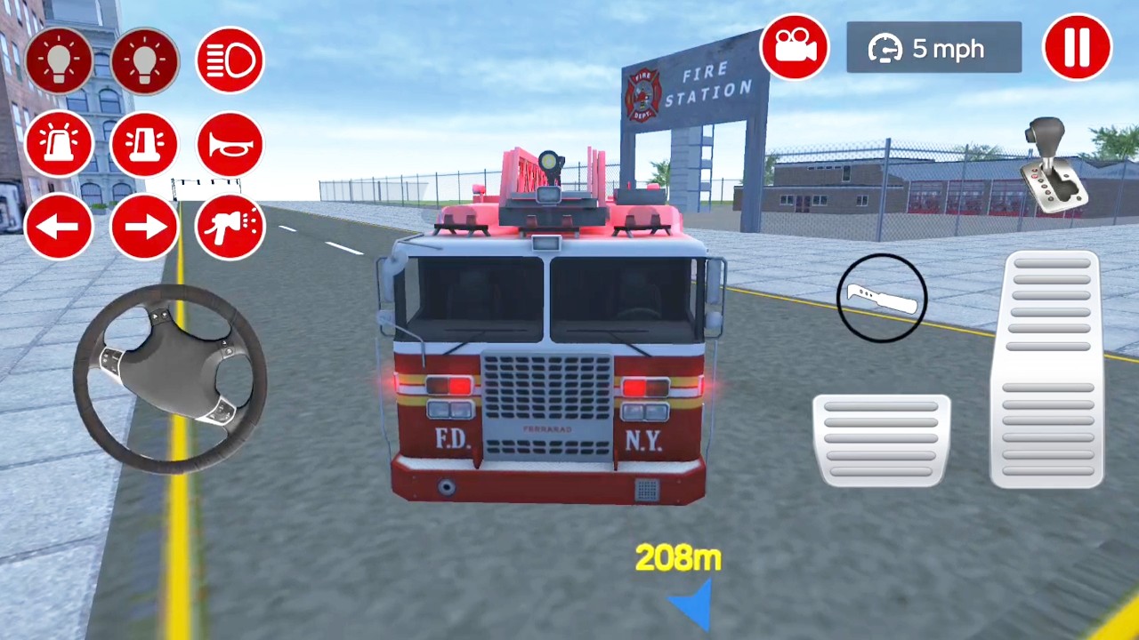 Truck Pemadam Kebakaran Terjadi Di Kota -  Real Fire Truck Driving - Android Play Game Video