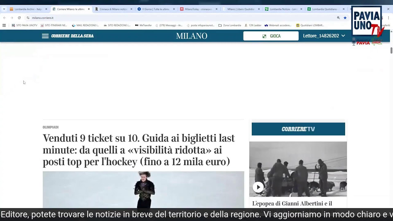 Pavia Uno TV Radio Pavia Breaking News - 12 febbraio 2026
