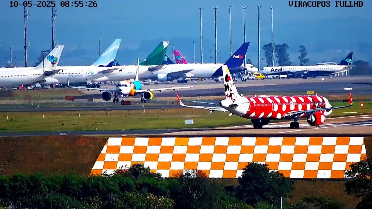 MANHÃ COLORIDA E COM MUITAS DECOLAGENS NO AEROPORTO INTERNACIONAL DE VIRACOPOS EM CAMPINAS