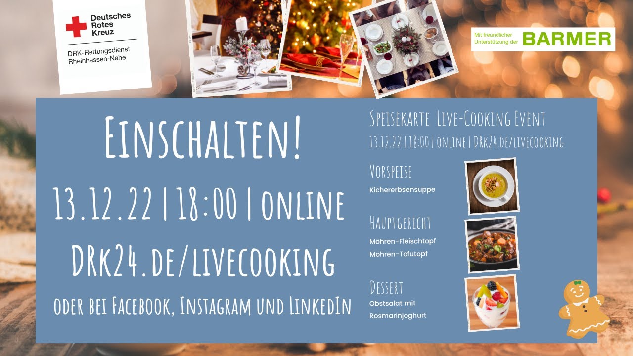 Kochshow und Ernährungstipps mit der BARMER - LIVE von der DRK-Rettungswache Mainz