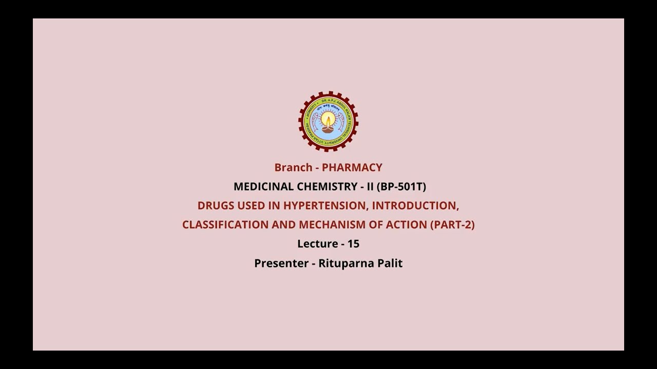 Medicinal Chemistry II  |Drugs Used in Hypertension, Introduction, Part-2|