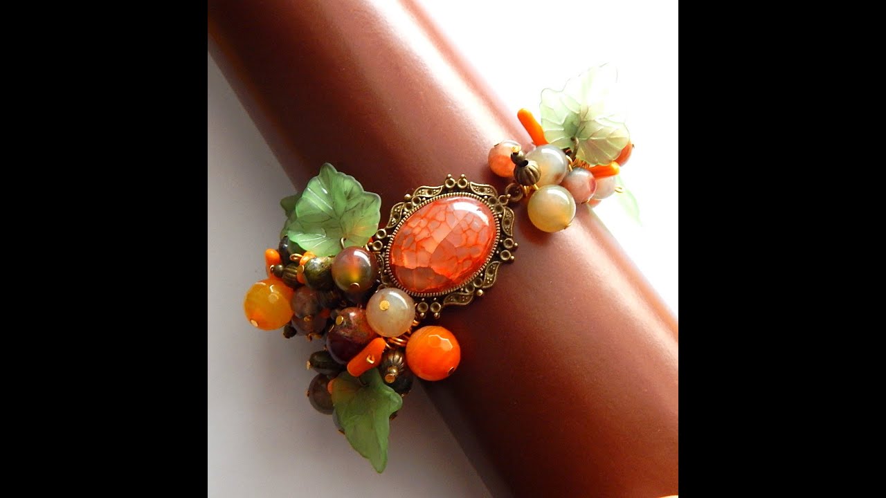 Делаем асимметричный браслет-гроздь с центром,урок 4