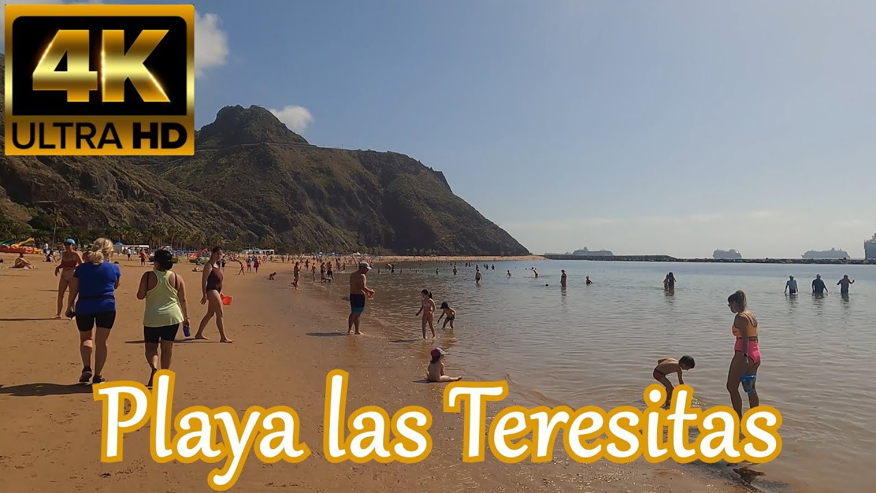 TENERIFE 4K | BEACH WALK -  Las Teresitas Beach ⛱️ [Spain - Spectacular Beach] 🌞 24ºC 2021