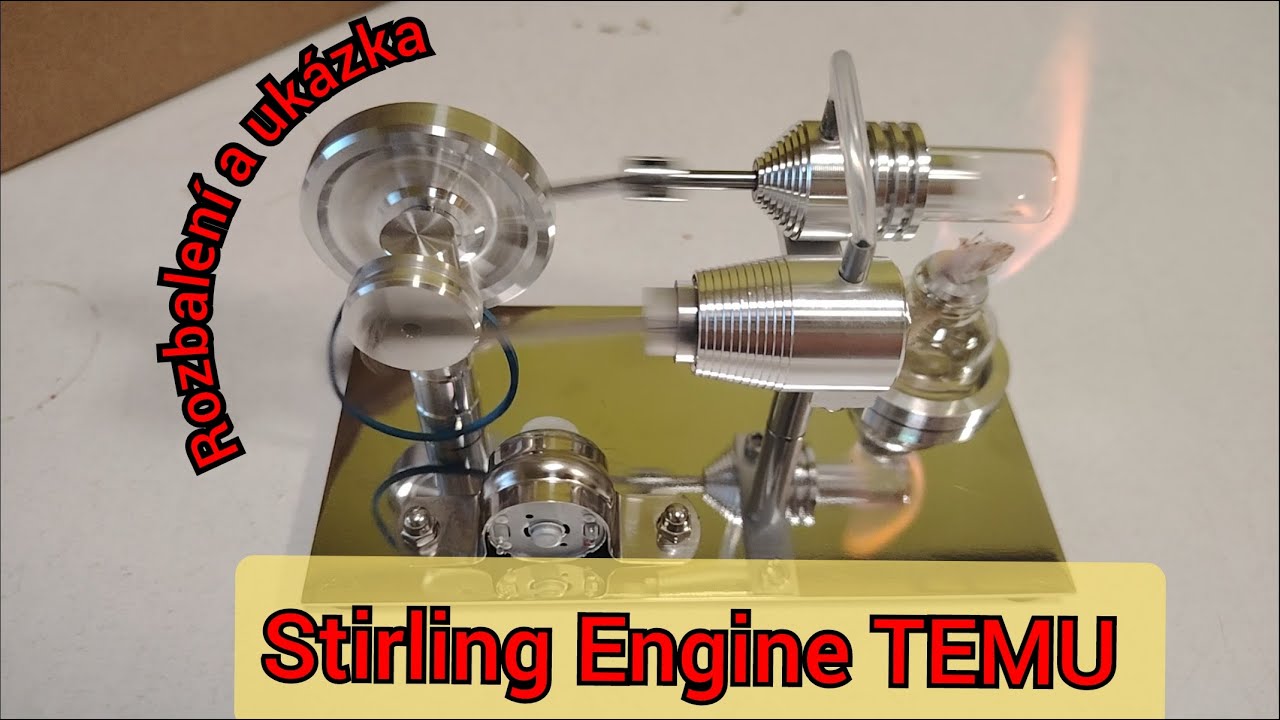 Stirling motor z TEMU, rozbalování na kameru, ukázka funkce. Další hračka