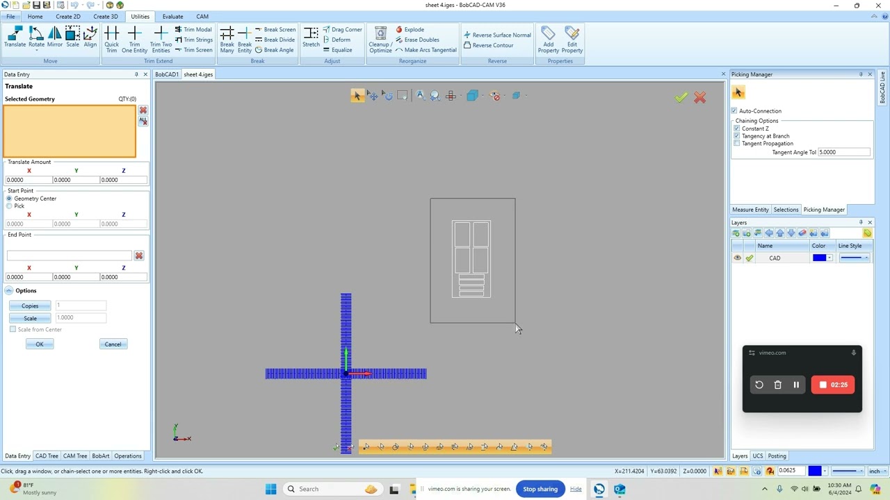 BobCAD CAM V36 Getting Started - Importing and Positing Geometry