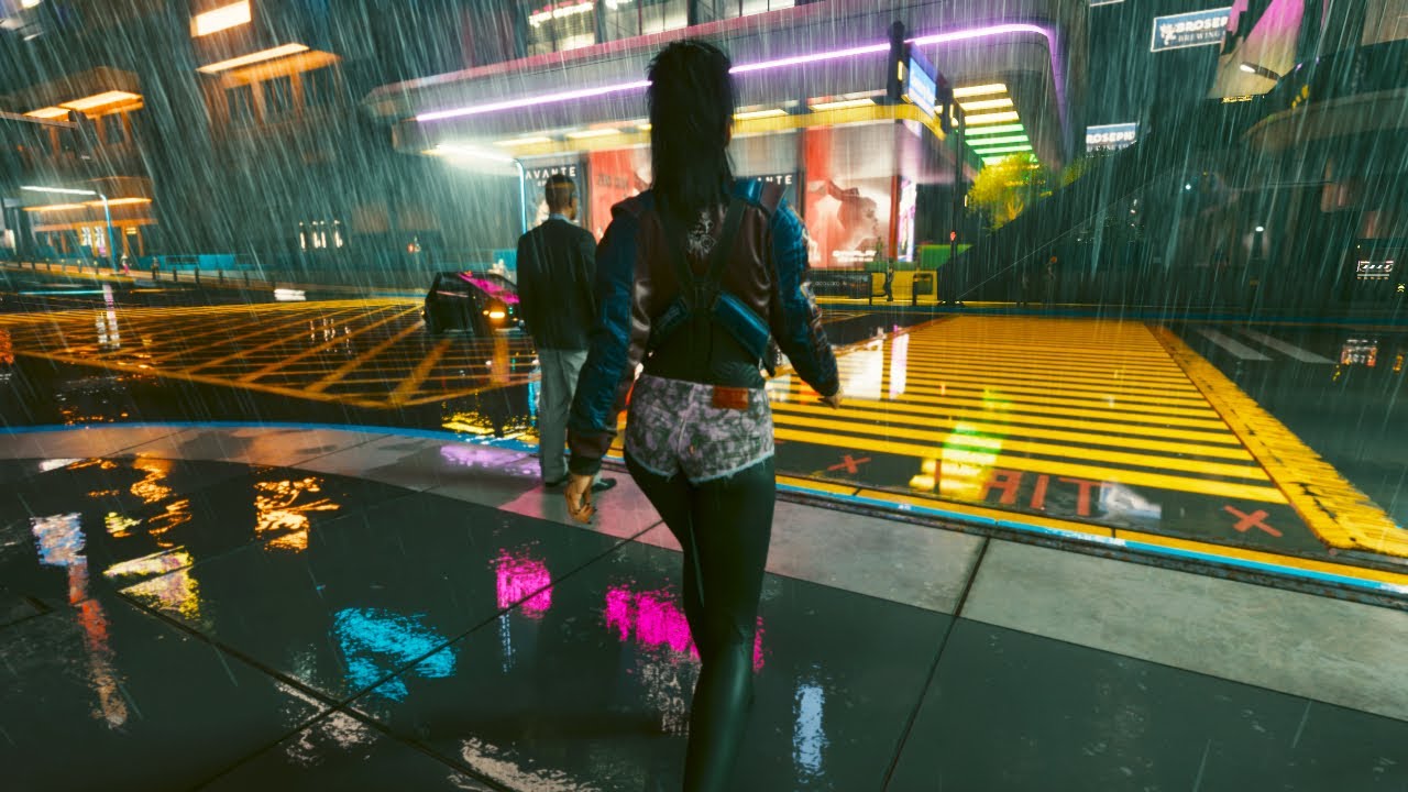 Cyberpunk 2077 – Ultra Realistic Rainy Night in Night City | 4K RTX Ambience