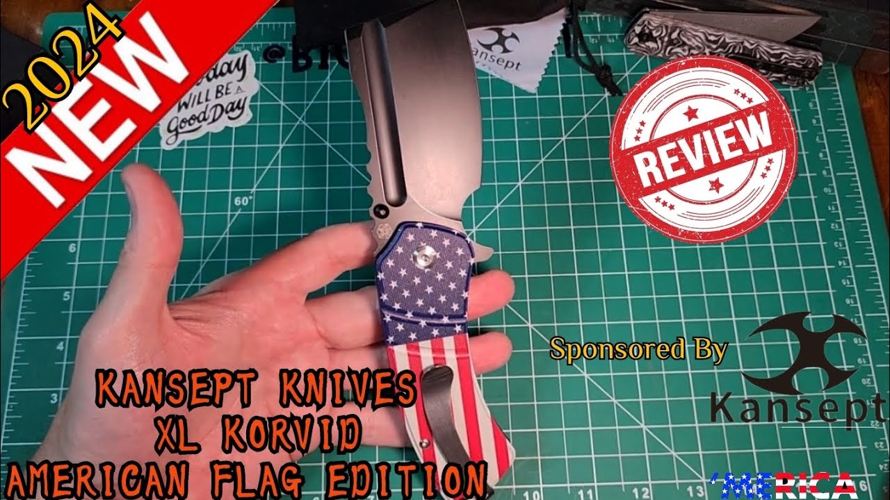 Kansept knives XL KORVID American Flag USA Editon G10 157cm SS Stonewashed