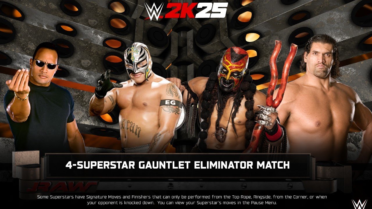 WWE 2k25 - Rock vs Rey Mysterio vs Boogeyman vs Khali: Gauntlet Eliminator Match at Raw 
