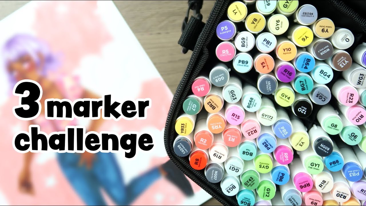 BLIND PICK VS MY CHOICE - 3 MARKER CHALLENGE | 120 OHUHU BRUSH MARKERS
