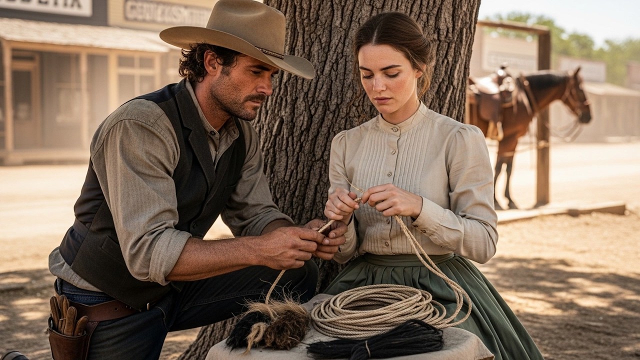 She Was Braiding Rope From Horse Hair She Collected, The Cowboy Marveled At Her Patience Daily