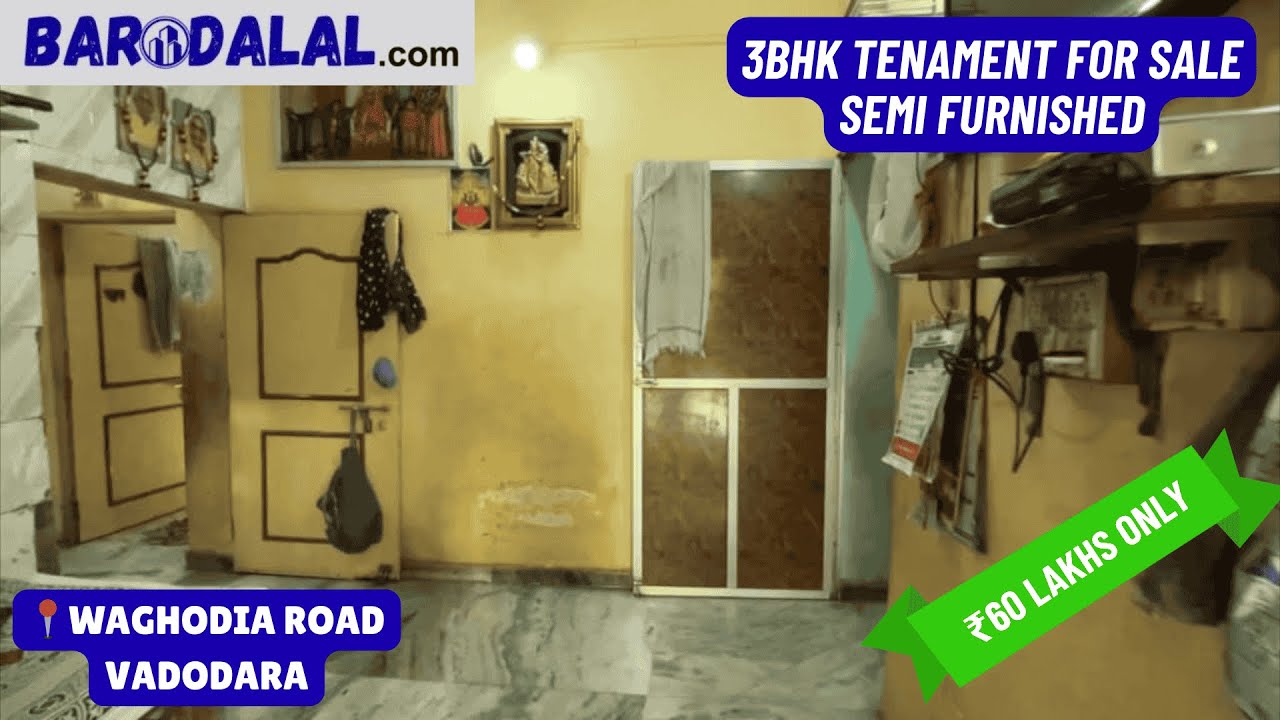 Semi furnished 3bhk tenament for sale in vadodara, waghodia road, ambija kunj