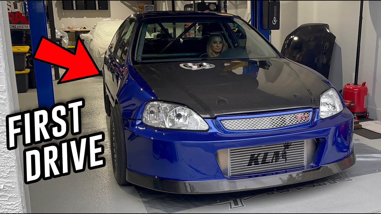 DRIVING MY K20 DRAG CIVIC FOR THE FIRST TIME