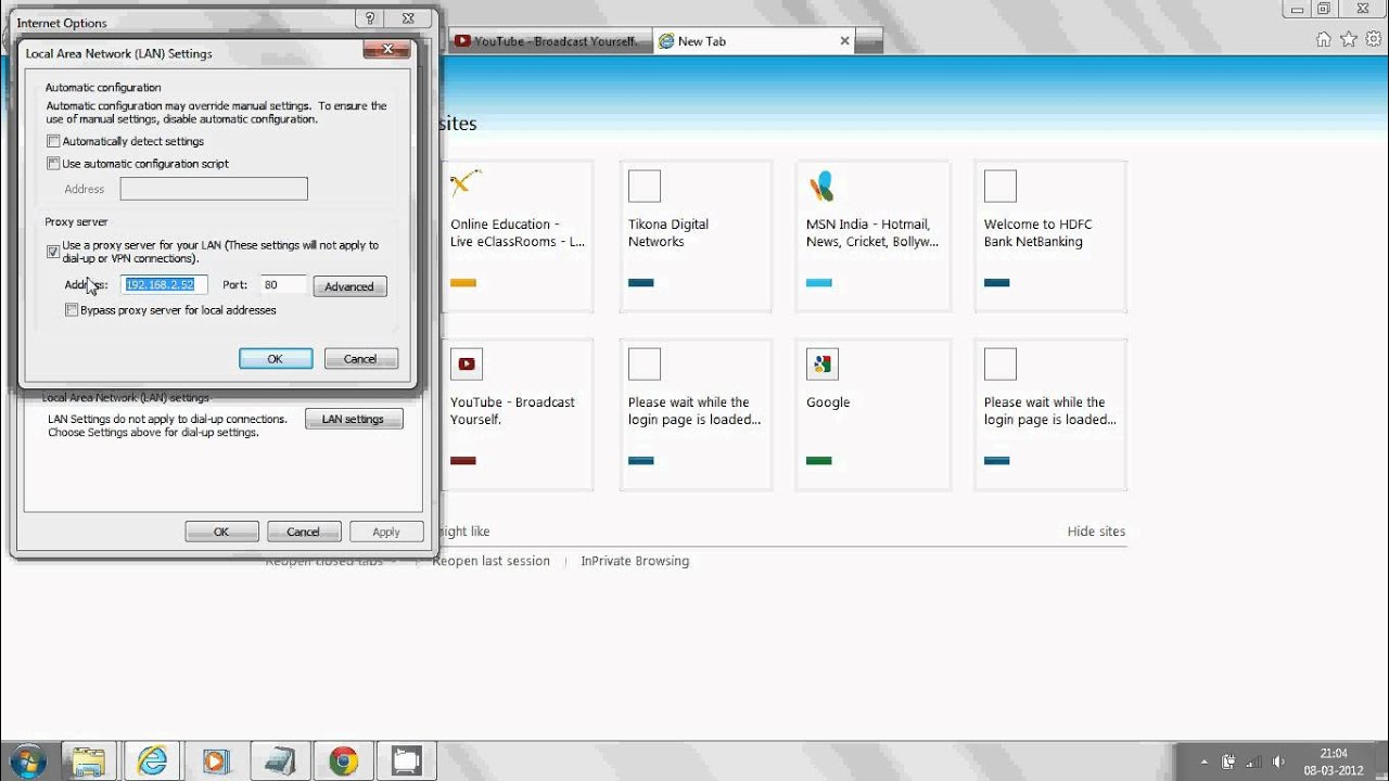 How to change the Proxy settings in Internet explorer
