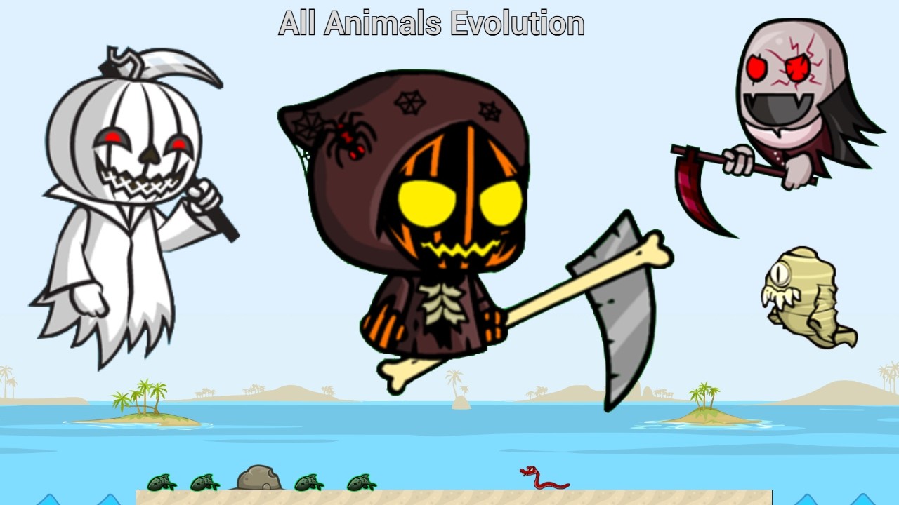 All Animals Evolution With Halloween Reaper Phantom Pumpkin And Halloween Ghostly (EvoWorld.io)