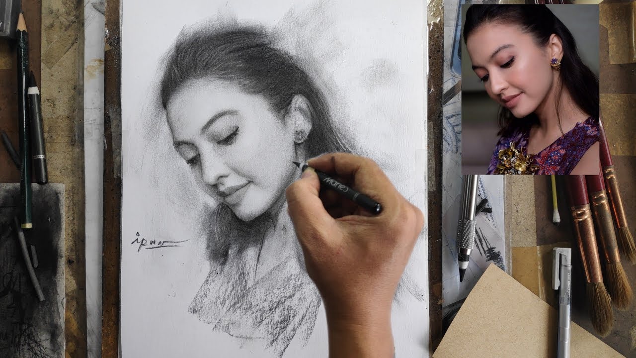 Membuat Sketsa RALINE SHAH Simpel Namun Mirip