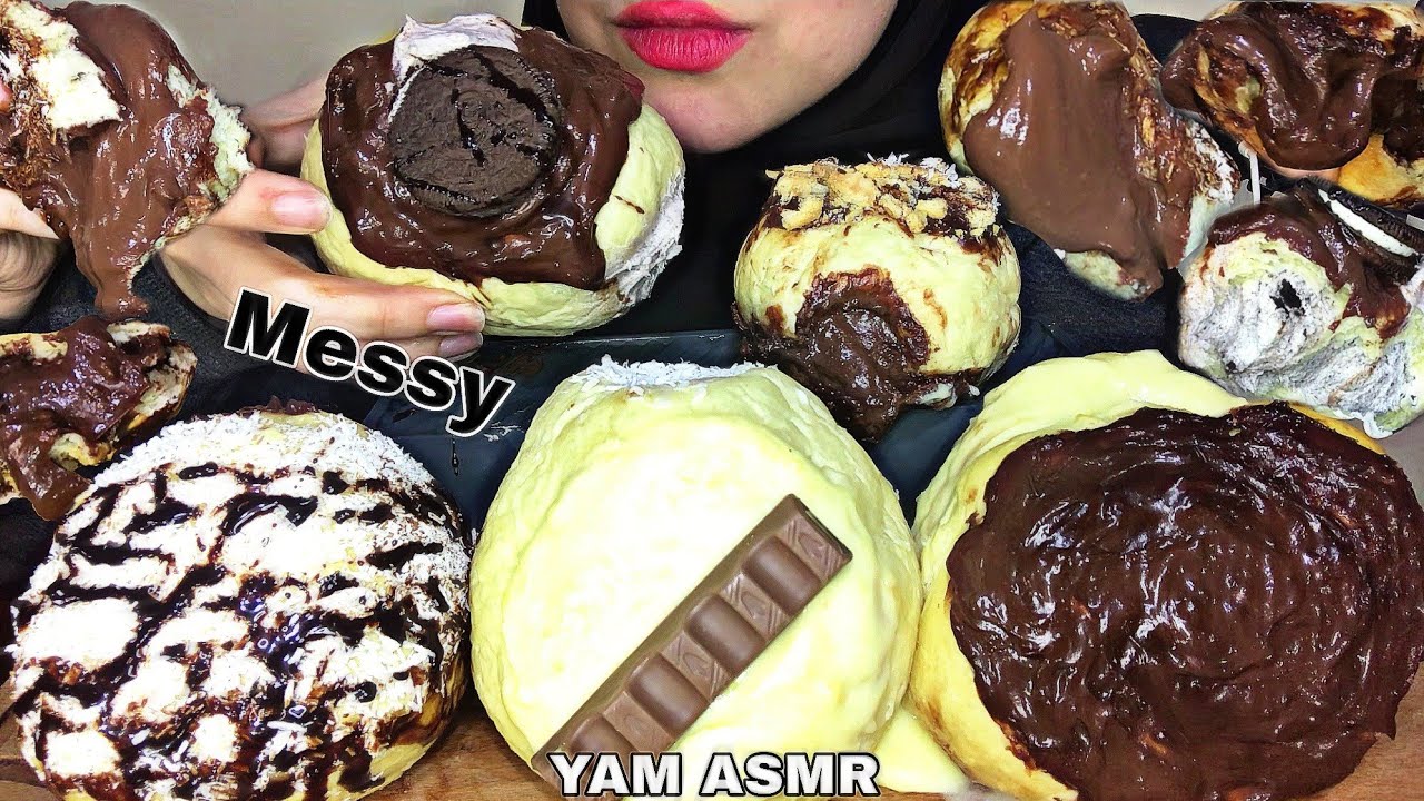 ASMR HUGE HOMEMADE DONUTS (NUTELLA, POSTON CREAM, OREO, CHOCOLATE, MILK CREAM) MUKBANG YAM ASMR