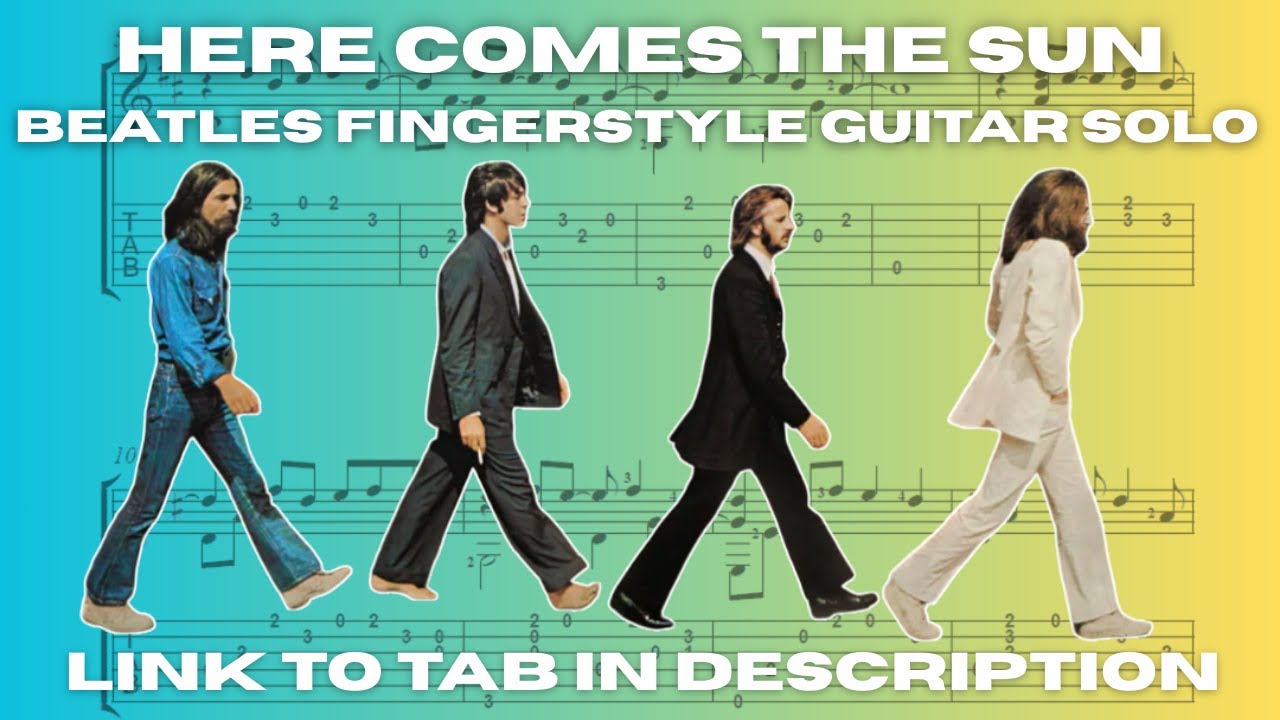 Here Comes the Sun - Beatles fingerstyle guitar solo - link to TAB in description