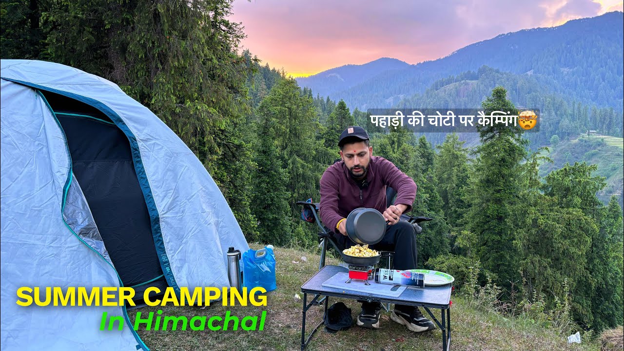 SOLO CAMPING ON THE HILL TOP - NATURE ASMR - CAMPING IN HIMACHAL PRADESH - SUMMER CAMPING