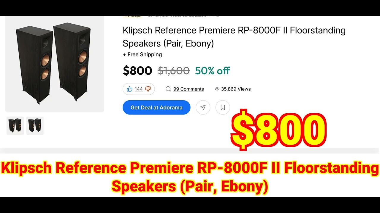 2026-03-06 Klipsch Reference Premiere RP-8000F II Floorstanding Speakers (Pair, Ebony)
