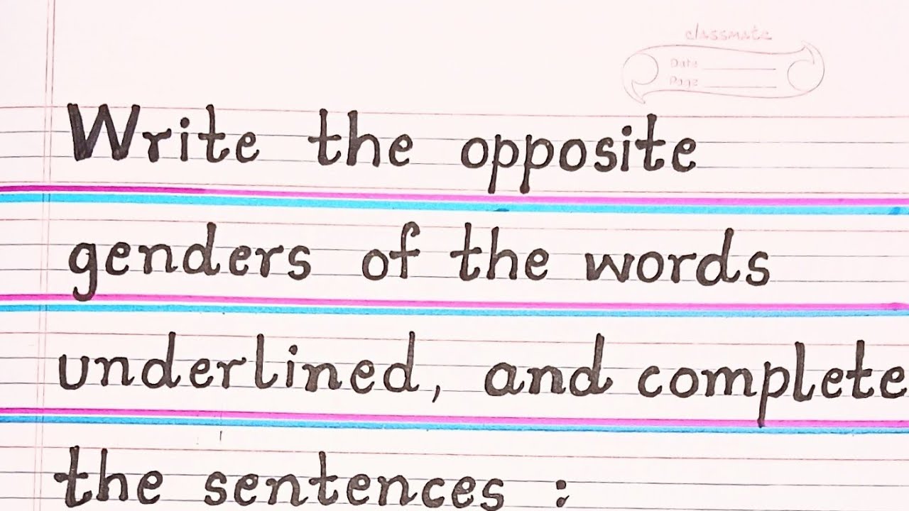 Write the opposite genders of the words
