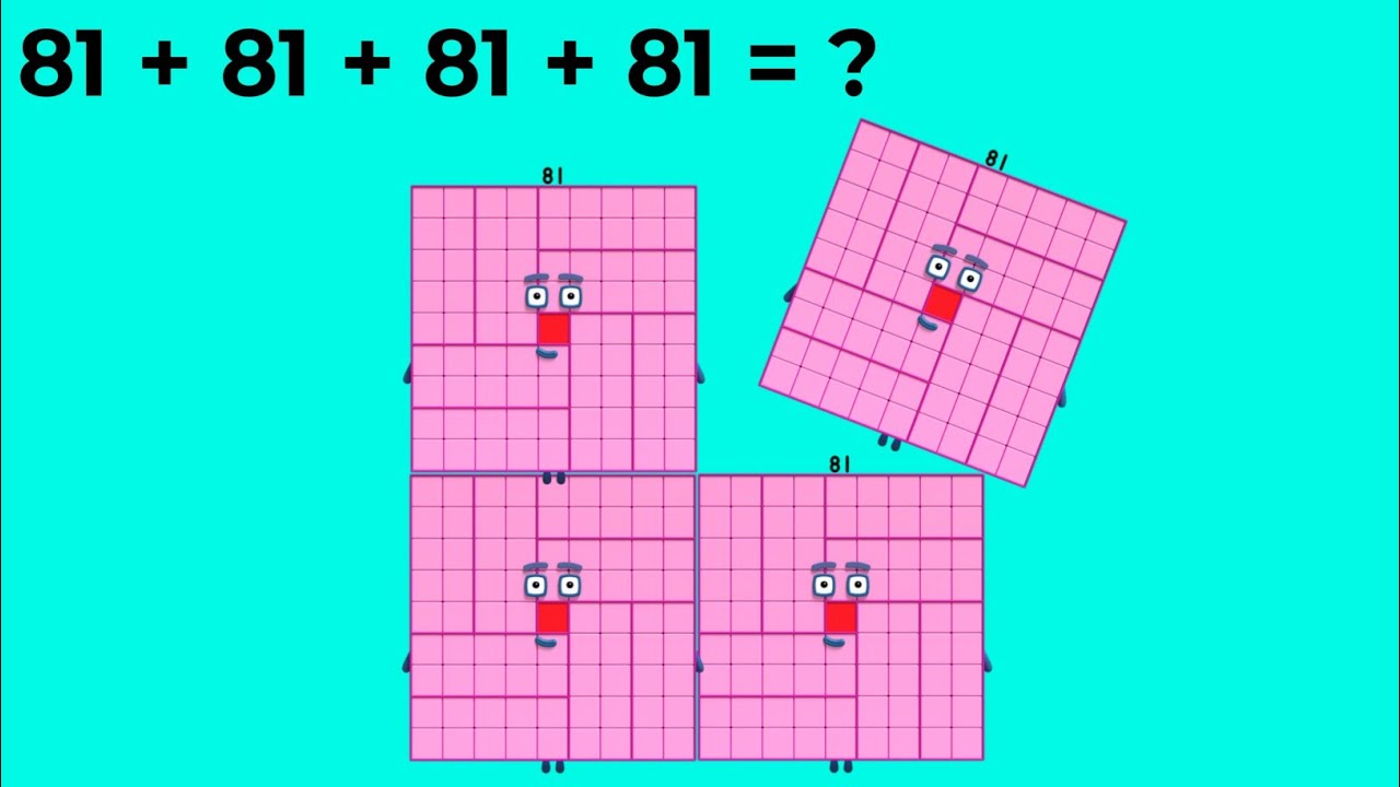 NUMBERBLOCKS FOUR SAME SQUARE NUMBERS ADDITION | NUMBER BLOCKS ADDITION Countopia 