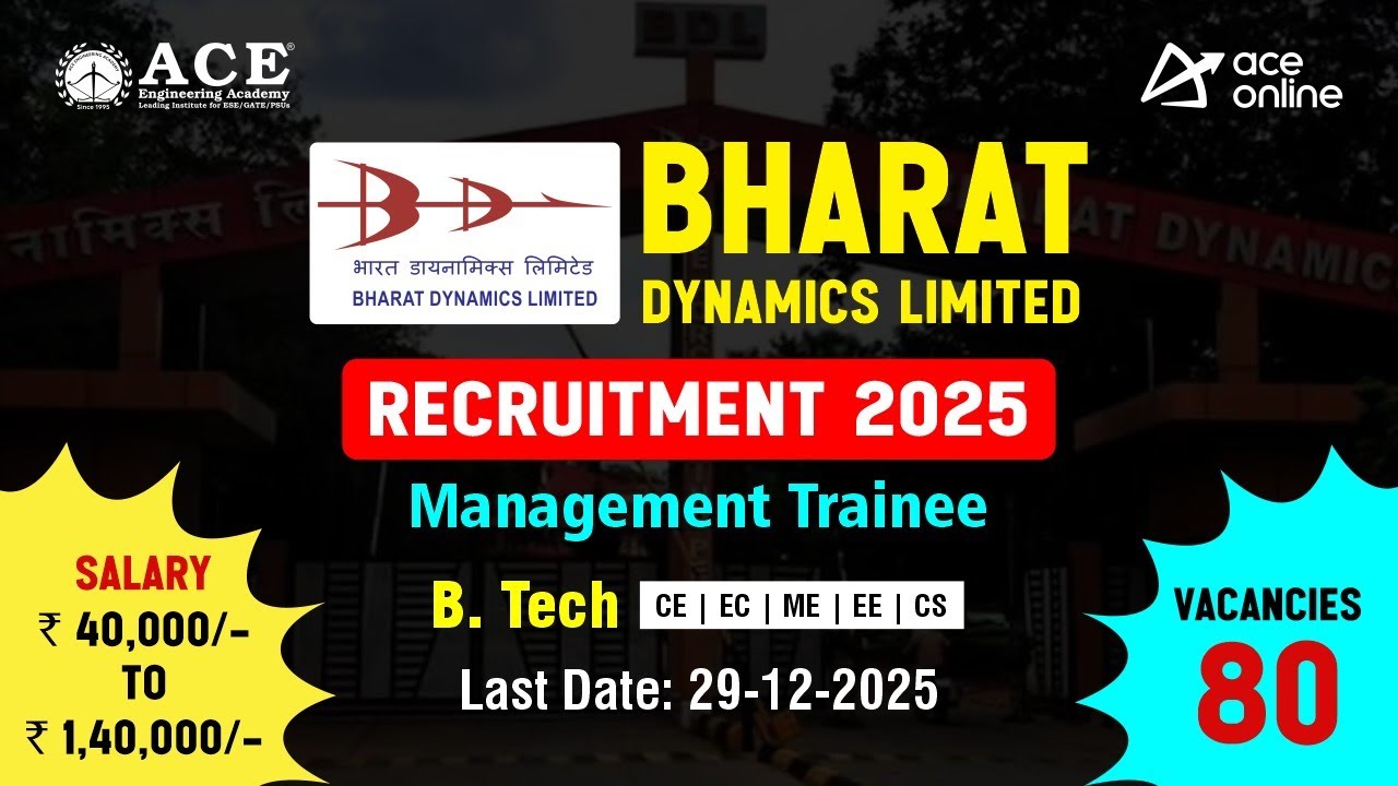 Набор в Bharat Dynamics Ltd 2025 | Стажер-менеджер | Зарплата: 40 000&ndash;140 000 рупий