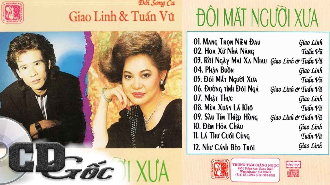 CD Song Ca TUẤN VŨ GIAO LINH - Đôi Mắt Người Xưa - Nhạc Vàng Xưa Hay Nhất (Giáng Ngọc 16)