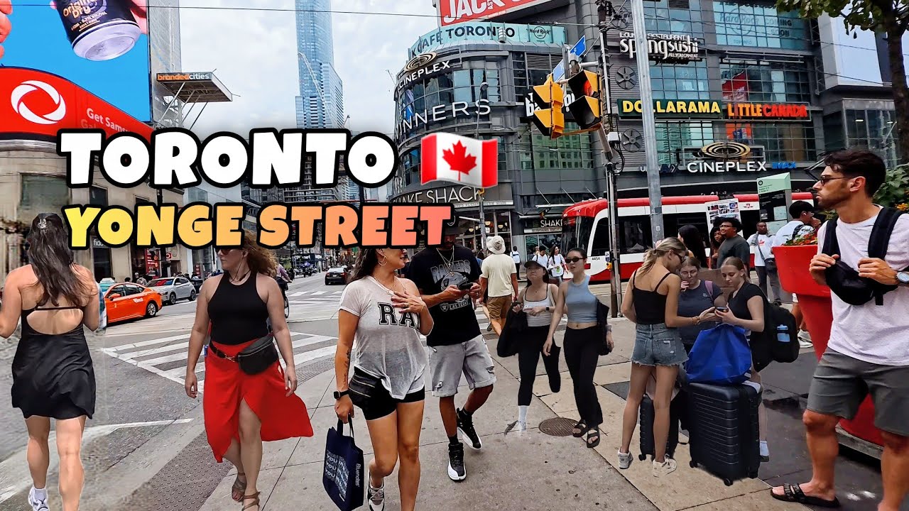 Toronto 🇨🇦 Saturday Night Walk on Yonge Street | Exploring Dundas Square Toronto Downtown Canada 4k