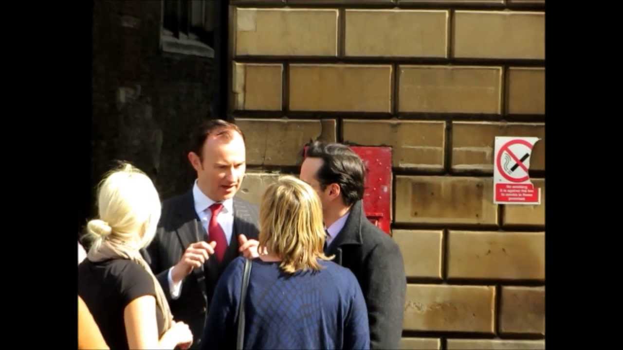 Mark Gatiss & Andrew Scott on the set of Sherlock Series 3 - 14/04/2013