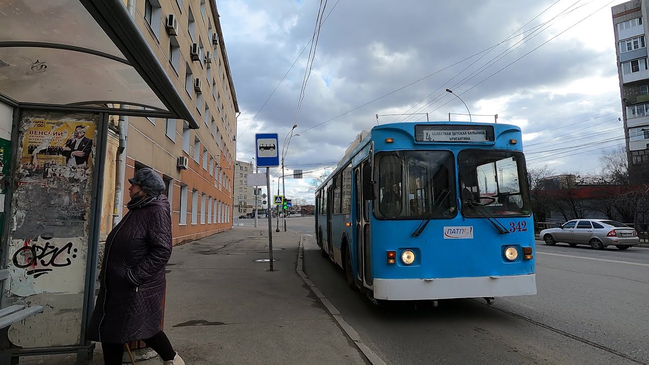 4k Trolleybus Trip - Поездка на троллейбусе ЗИУ в 4k. Вологда.
