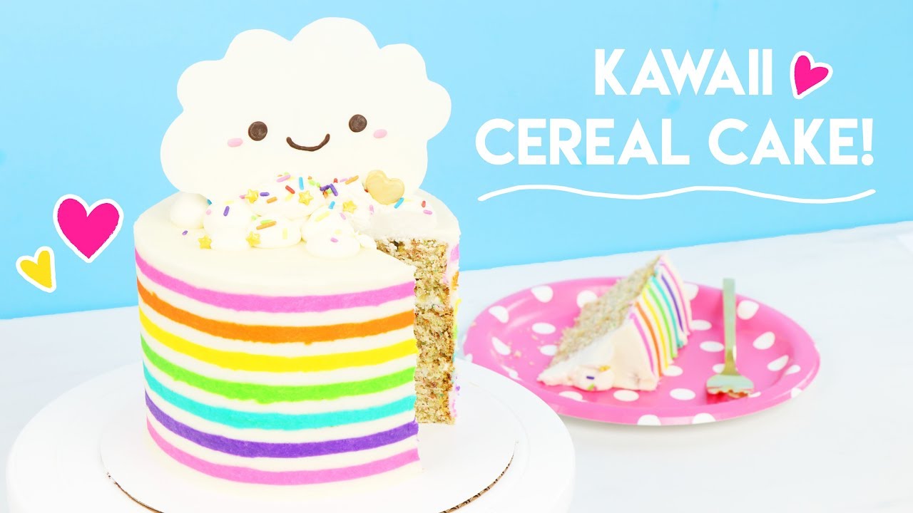 How to Make a Rainbow Stripe Cereal Cake! 🌈
