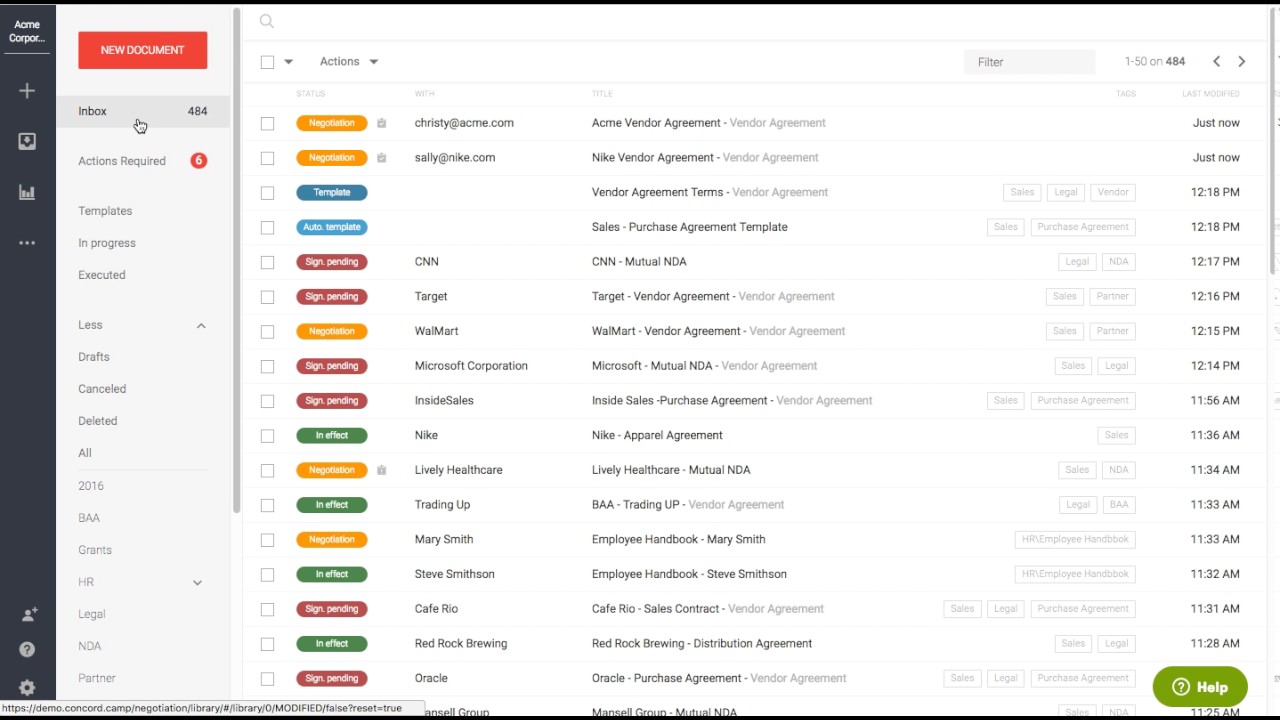 Concord Contract Management Full Demo