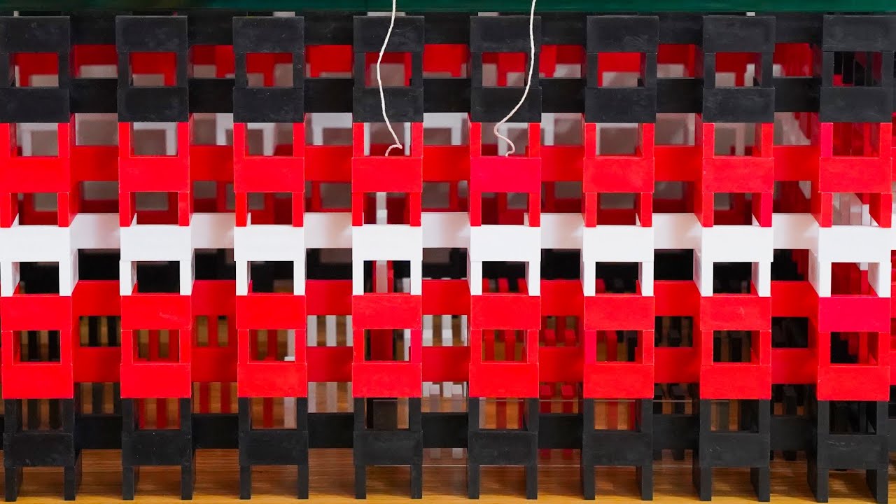 Building dominoes underneath a GLASS TABLE!