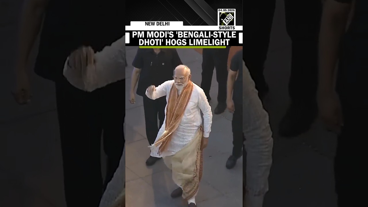 PM Modi's 'Bengal dhoti' hogs limelight as he arrives at BJP headquarters in Delhi