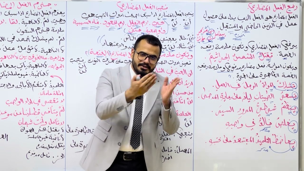 نصب الفعل المضارع  /المحاضرة الثالثة عشر /الصف السادس الابتدائي