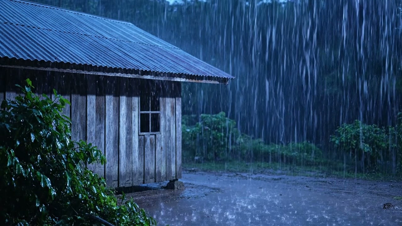🔴 24/7 Sem Anúncios Sons de Chuva – ASMR Chuva no Telhado de Zinco para Alívio da Ansiedade