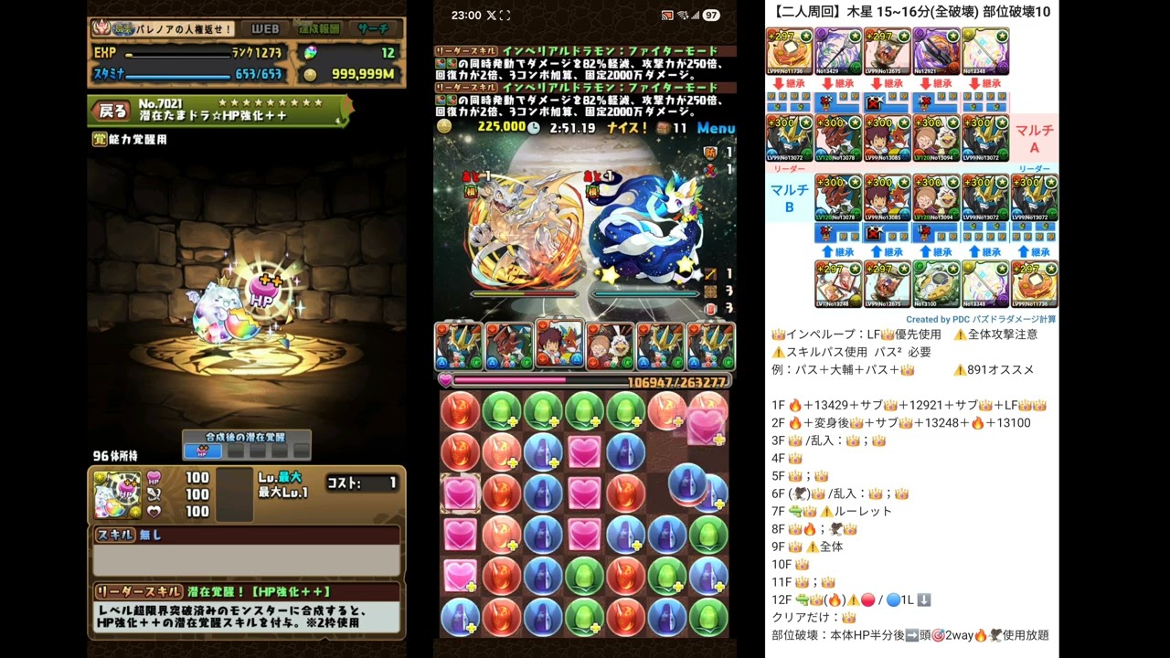 【二人周回】木星の守護者 部位破壊10 インペリアルドラモン² pt