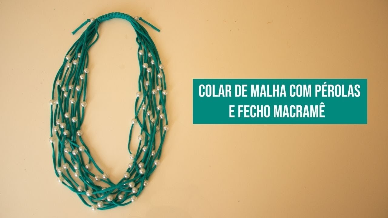 Colar Malha Pérola Fecho Macrame