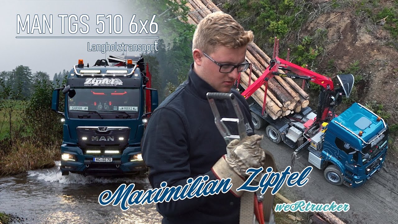 Max und sein MAN TGS 510 6x6 mit Langholz durch den Wald!