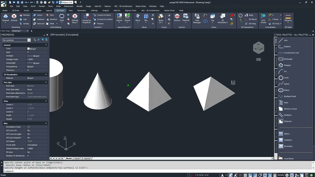 2.2  Ξεκίνα με το progeCAD | Δημιουργία 3D Solids