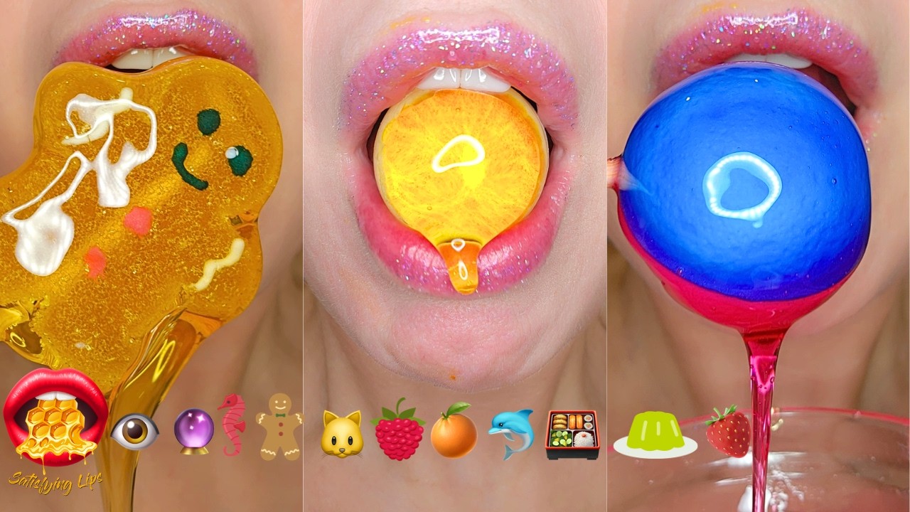 ASMR Satisfying Eating Emoji Food Challenge Mukbang