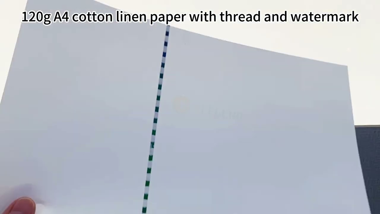 120g A4 75% Cotton 25% Linen Paper with Green to Blue/Purple Thread and Pigeon Black Watermark