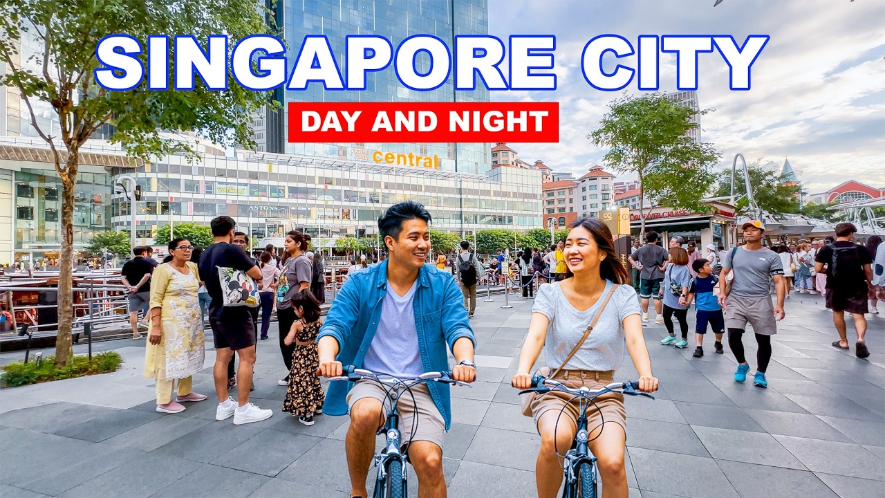 Day And Night of Singapore City Tour | Downtown Core To Sentosa Island | Clean & Green City🇸🇬🚴👍
