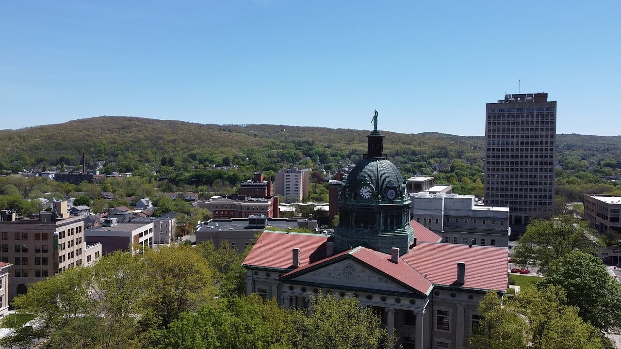 Downtown Binghamton - Relaxing Small Town Drone Cut (4k)
