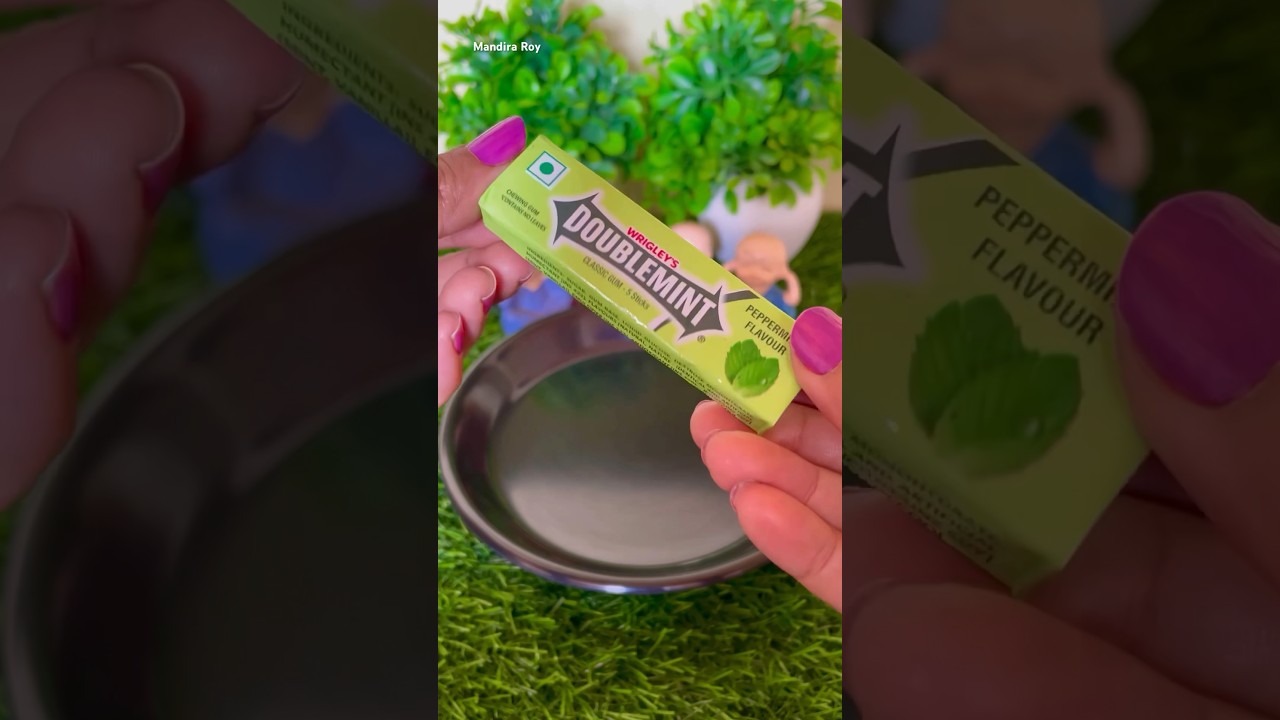 DOUBLEMINT Peppermint Chewing Gum 🥶😋 #shorts #food #viral #asmr #shortvideo