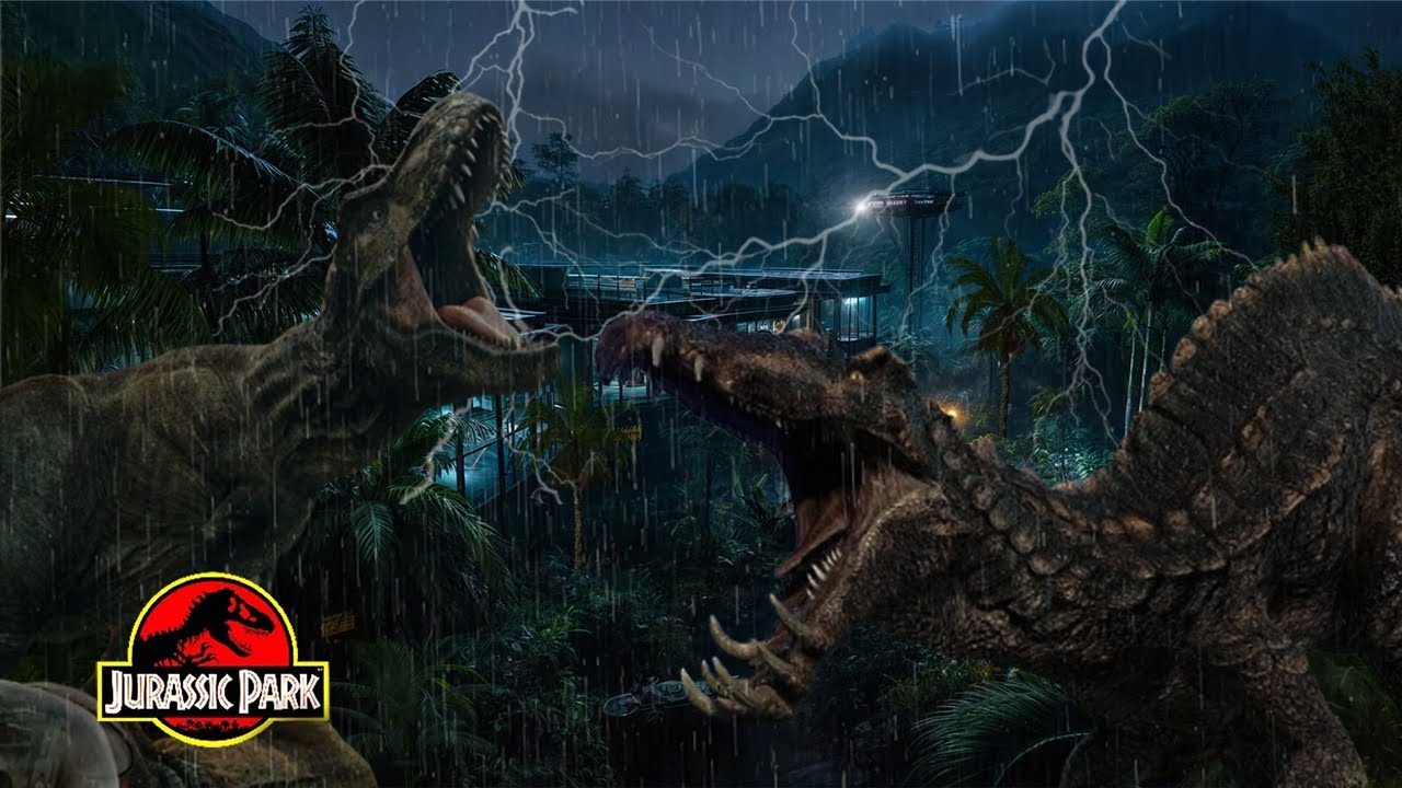 🦖 ROAR IN THE RAIN | T-Rex & Raptors in the Shadows of a Wet Jurassic Night 🌧️