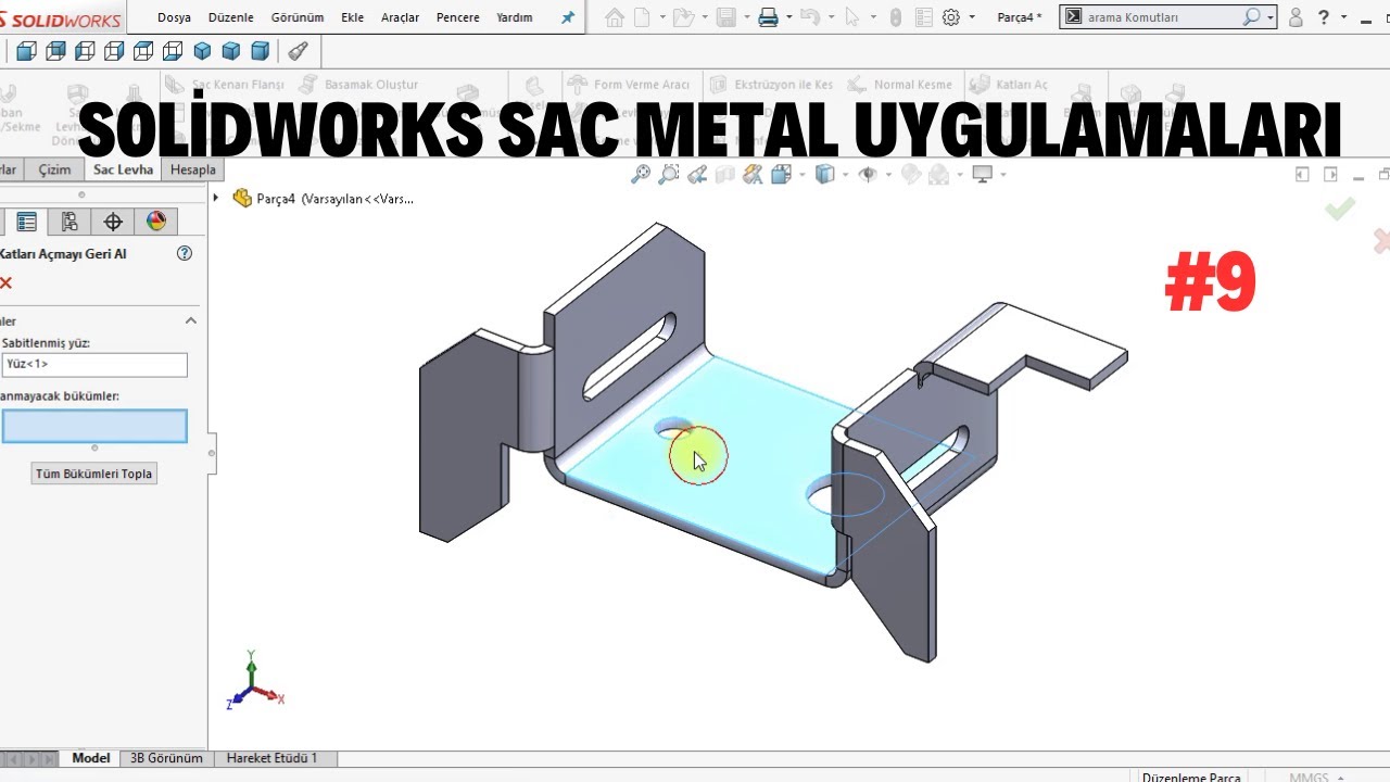 SOLİDWORKS SAC METAL(SHEET METAL) UYGULAMALARI  #9  #solidworks