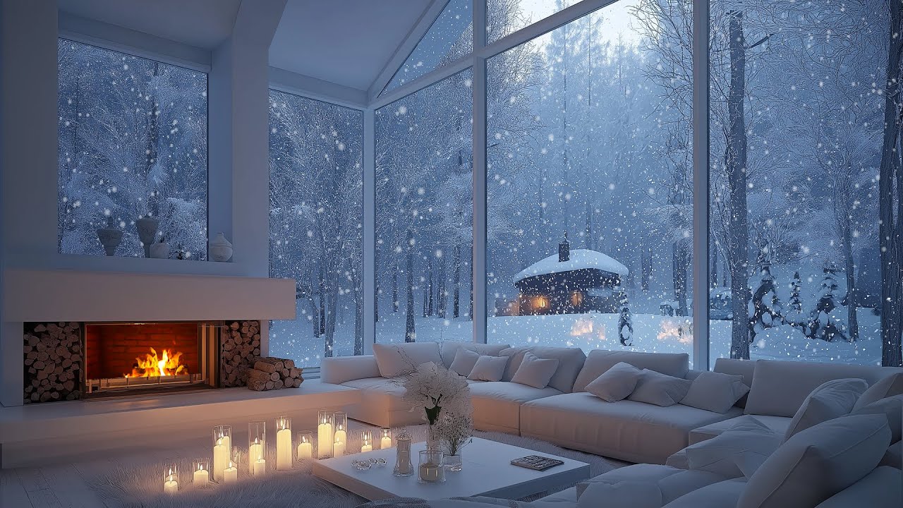 Cozy Winter Piano & Fireplace Ambiance ❄️ 3 Hours of Relaxing Music for Deep Sleep and Study
